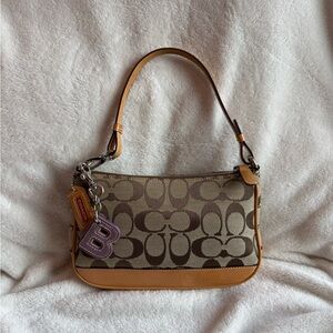 Coach Signature Brown and Tan Shoulder Bag